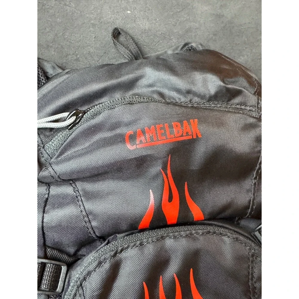 CamelBak Hydration Pack Backpack Black Red Flame Graphic Cycling Hiking Small